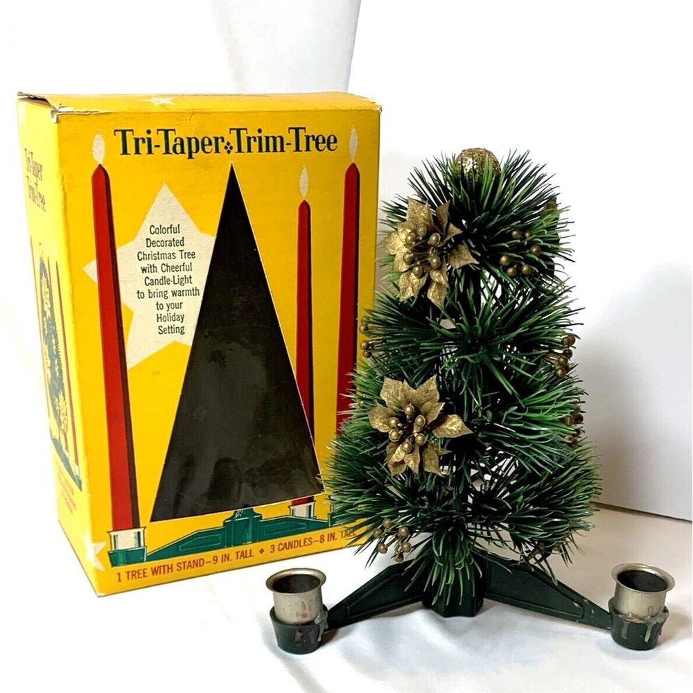 Penn Wax Works Vintage Table Top Tree Candleholder 1985 Gold No Candles w/Box